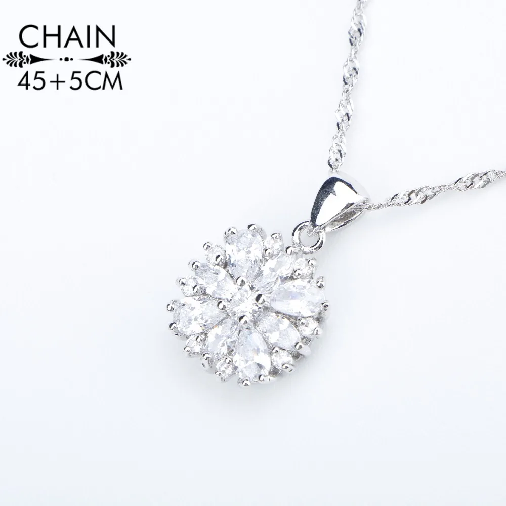 Квадратный белый Циркон Серебро 925 Ювелирные наборы для костюма женские браслеты