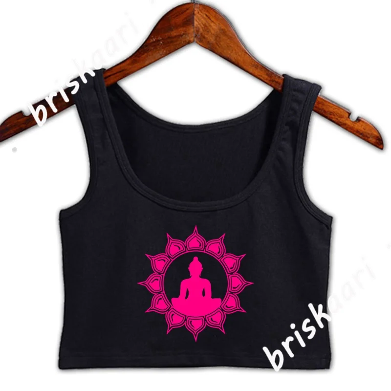 

Meditation Buddha Lotus Symbol Enlightenment Crop Top Women Fitness Leisure Tops Spring Autumn Natural S-XXL Graphic Girls Vest