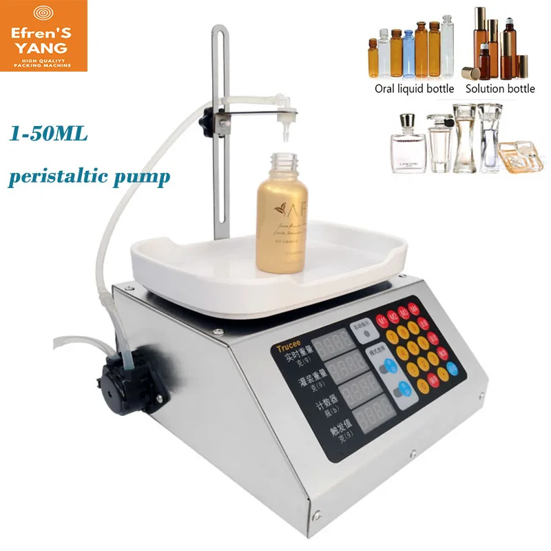 

1-50ml Small Automatic CNC Liquid Filling Machine 110V-220V Perfume Weighing Filling Machine Oral Liquid Solution Filler