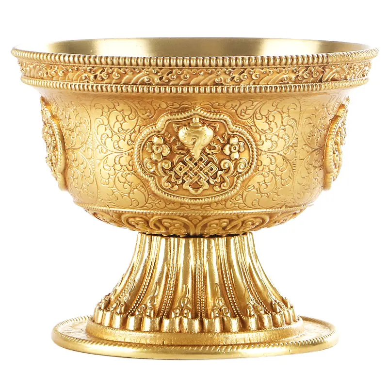 Huibao Pure Copper Buddha Front Water Supply Bowl Household Tantra High Foot Purification Holy Cup Trumpet 1