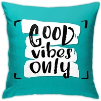 yaateeh motivational quotes good vibes only teal turquoise throw pillow covers decorative 18x18 inch pillowcase square cushion