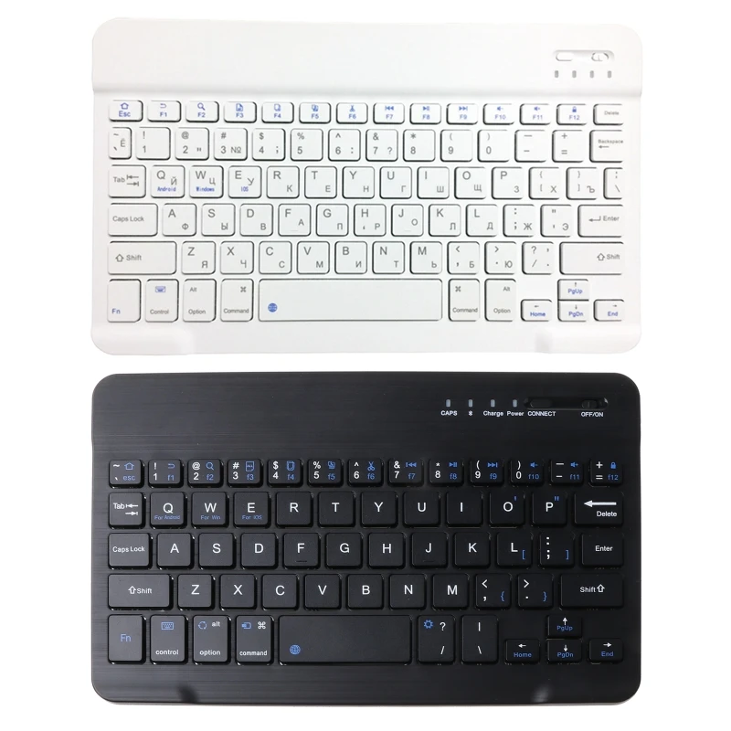 

7.9" Mini Slim Bluetooth3.0 Wireless Portable Keyboard Built-in Battery Rechargeable Chocolate Keycap for PC Laptop Phone Tablet