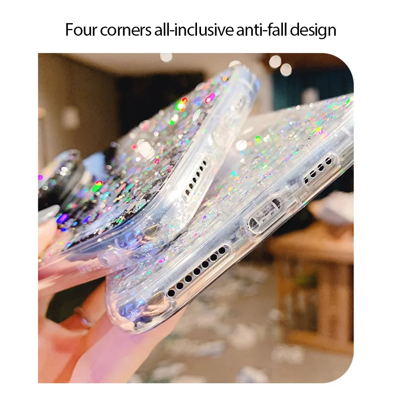 P30Lite Glitter Case For Huawei P30 Lite P20 P40 Pro Plus P50 Case Honor 10i 10X Lite 20 30 20i P10 Cover Holder Stand Soft Capa