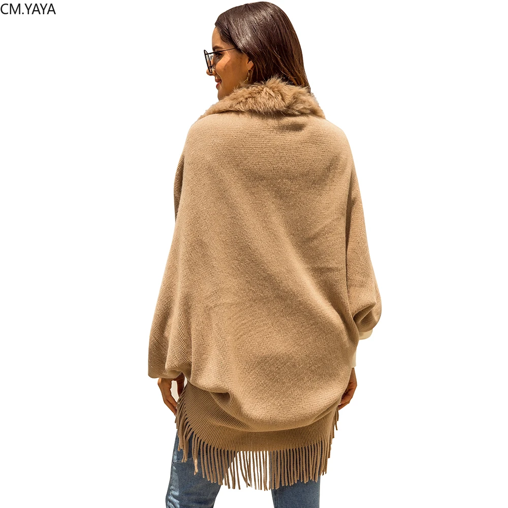 Зимние женские элегантные большого размера с длинным рукавом свитера бахромой