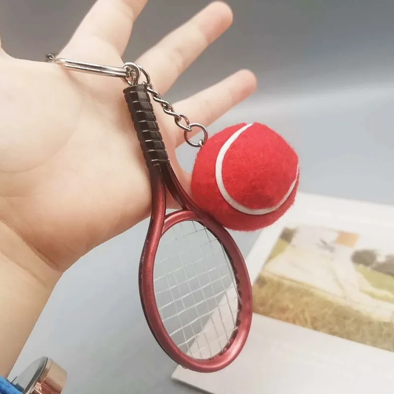 Милый брелок в виде теннисной ракетки Спортивный Теннисный мяч для ключей мужчин