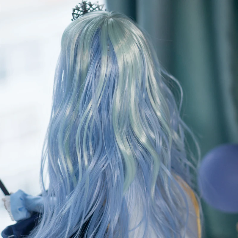 Длинные кудри синего цвета с градиентом парик для кукол 1/3 BJD SD MDD 60 см куклы сделай