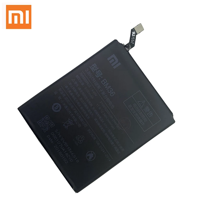 Xiao Mi Оригинальный аккумулятор для телефона BM36 Xiaomi 5S Mi5S M5S Высокое качество 3200 мАч