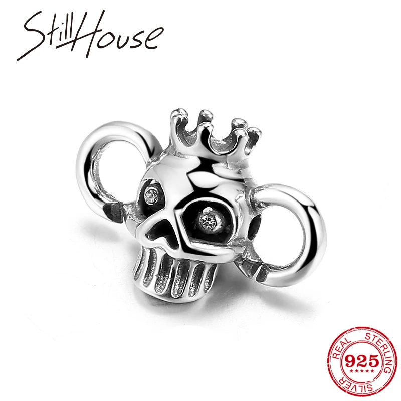 925 стерлинговый серебряный форма черепа корона бусины для браслетов