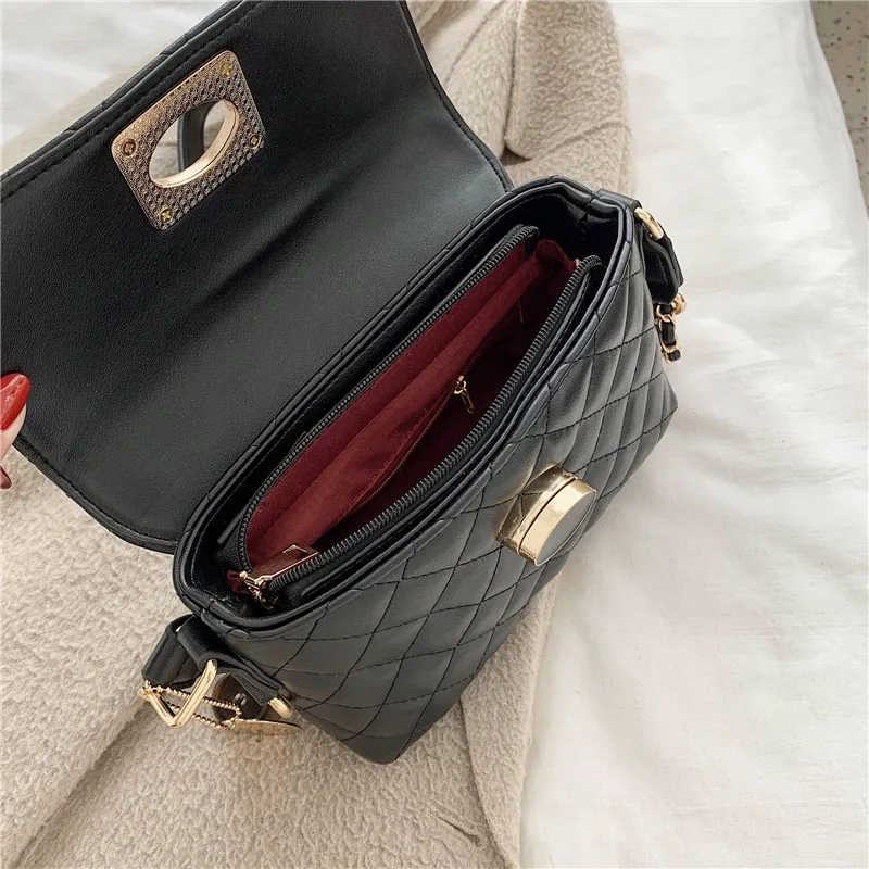 

BolsosSac Women's Messenger Bags Luxury Pu Leather Crossbody Bags For Women 2021 Designer Shoulder Bag Ladies Handbags Chains