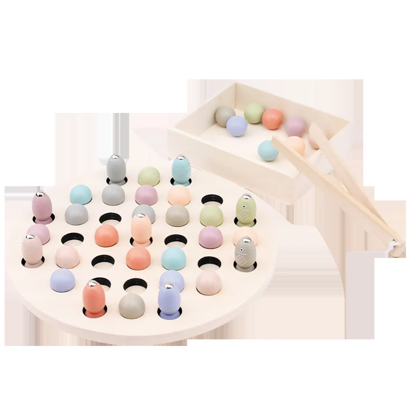

Kid Early Educational Fishing Toy Clip Beads Magnetic Fishing Game Toy Wood Fish Montessori Toys Teaching Interactive Aids Xmas