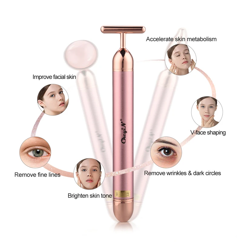 3 в 1 Электрический нефритовый массажный ролик розовый КВАРЦЕВЫЙ массажер для