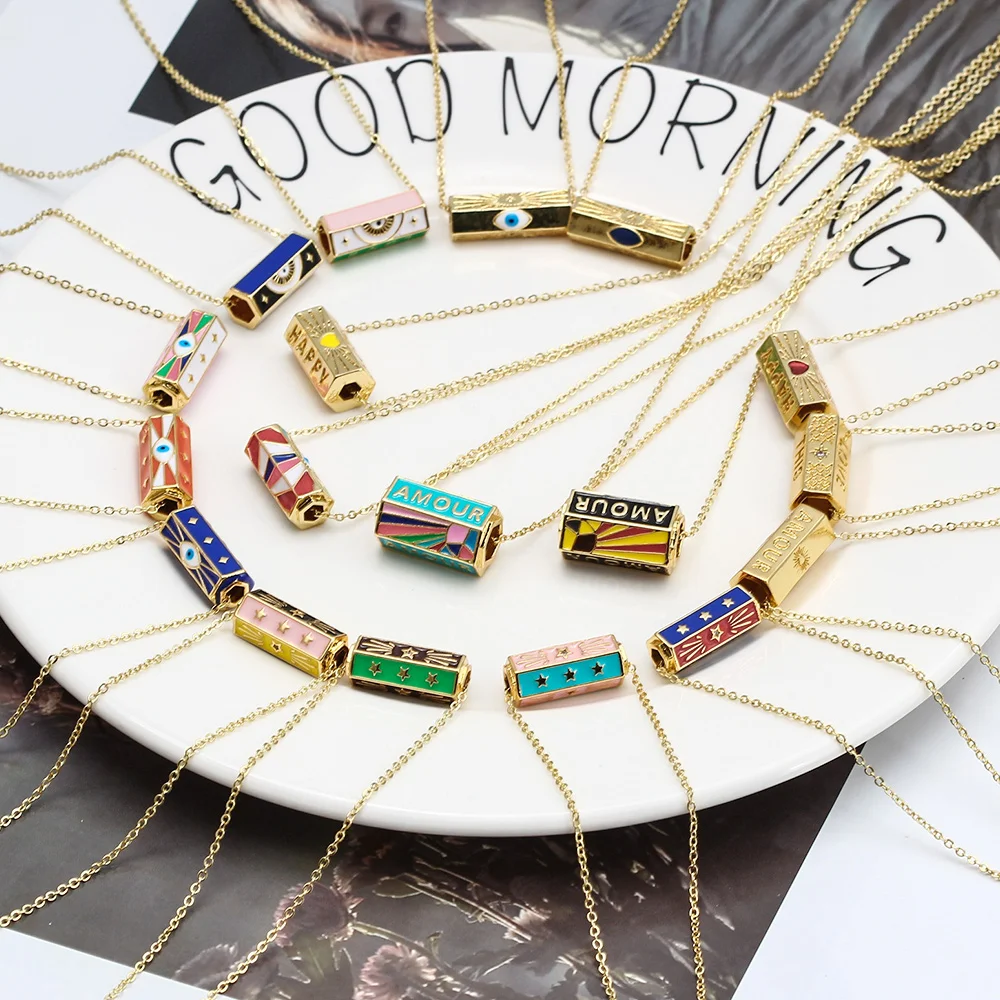 Эмалированное медное ожерелье с подвеской Wish Card для женщин и девушек модель 2021