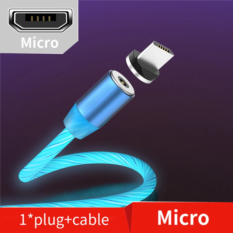 Светодиодный кабель USB для быстрой зарядки для Xiaomi Redmi 2 2A 3s 4 4a 4X5 Plus Note 5 Pro 5A Android USB C - Цвет: Micro Blue