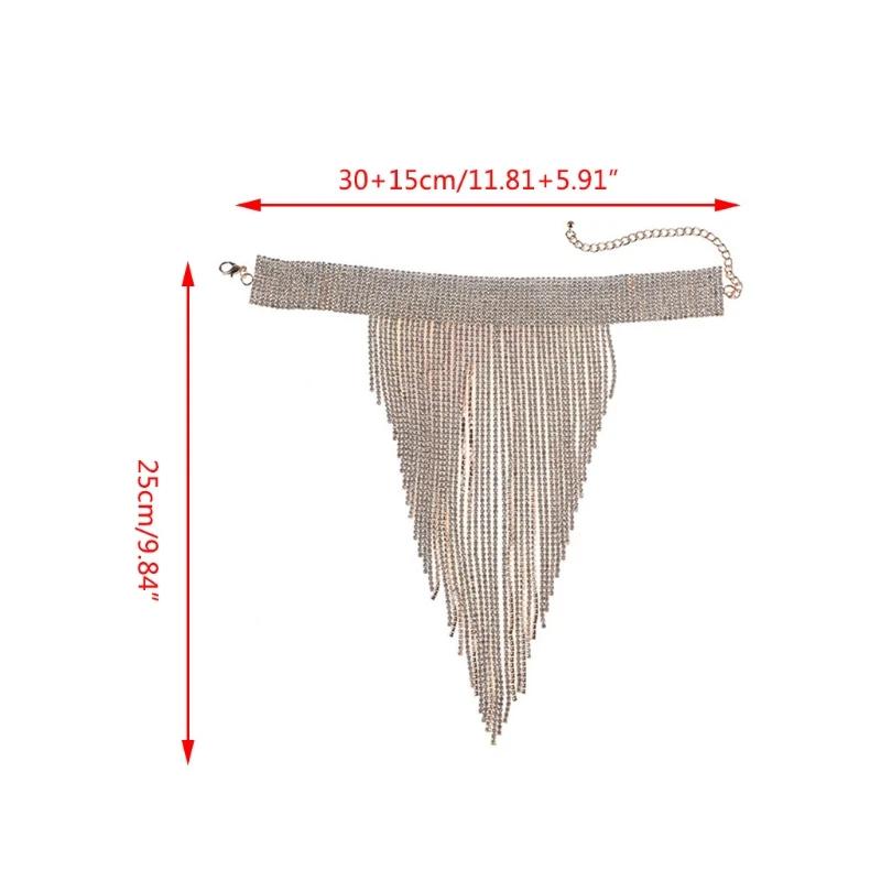 

Rhinestone Statement Necklace Women Costume Choker Graceful Jewelry Tassel Bib Choker Chunky Collar for Formal Occasion