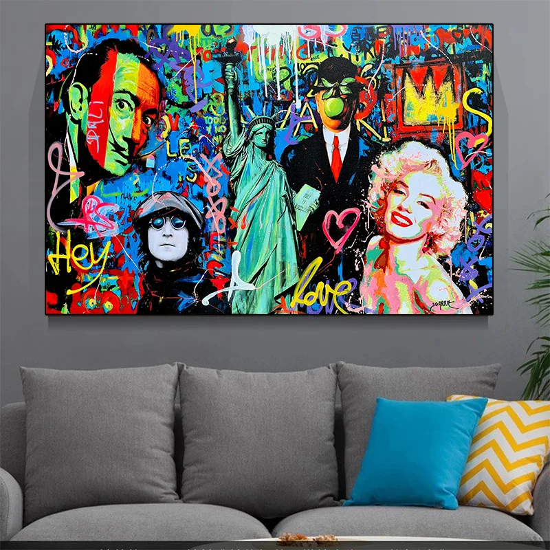 

Картина на холсте Рене магритте Сальвадор Дали, свобода, граффити, художественные принты и плакаты, настенные картины для гостиной, домашни...