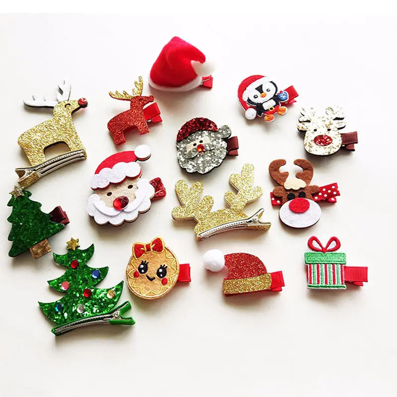 Заколки для волос девочек в рождественском стиле с Санта-Клаусом рождественские