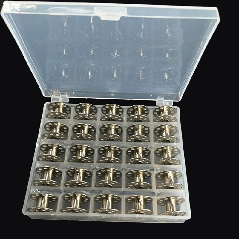 

25Pcs Clothes SupplIies Household Coil Metal Silver Sewing Machine Bobbins Thread Core Spools Multifunction