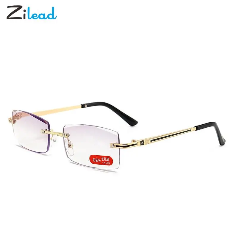 

Очки Zilead для чтения с диоптриями + 1 + 1,5 + 2 + 2,5 + 3 + 3,5 + 4, без оправы, очки для чтения с защитой от синего излучения, мужские деловые очки для дальн...
