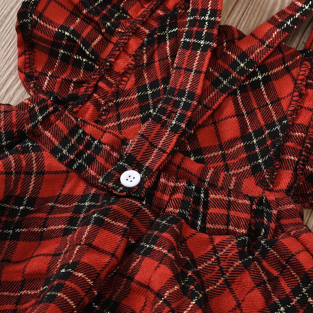 

0-2T Red Plaid Romper Toddler Baby Girls Christmas Ruffles Romper New Autumn Winter Tutu Romper Dress Headband Baby Romper Xmas