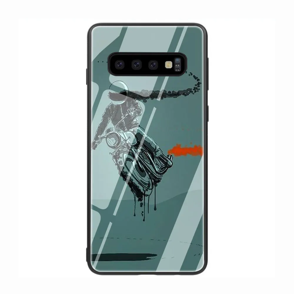Байкер закаленное Стекло Телефон чехол для Galaxy S7 edge S8 9 10, 8, 9, 10, плюс A10 20 30 40 50 60 70