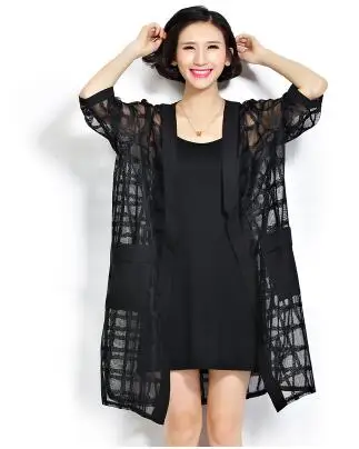 2020 летнее шифоновое пальто размера плюс стильная женская одежда в черную клетку