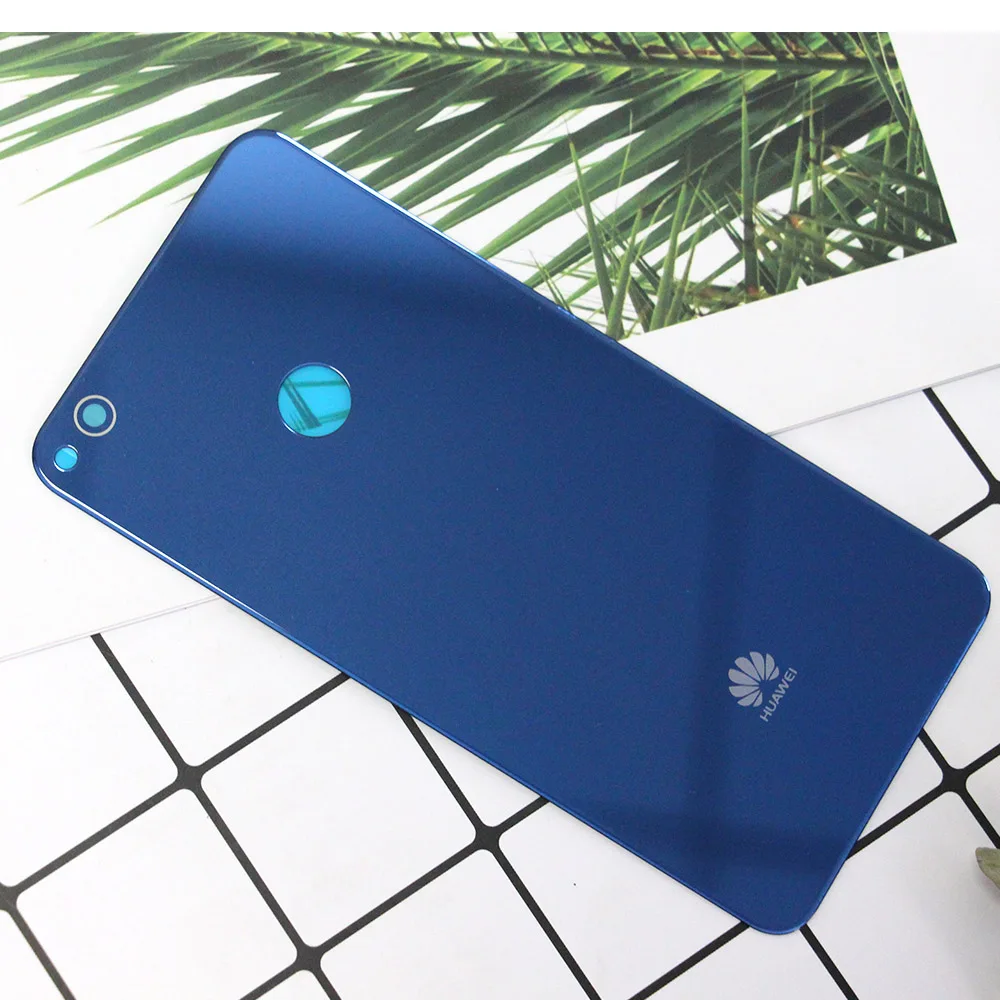 Blue E-family 5.2" Back Cover for Huawei P8 lite / P9 lite Battery Cover Housing Door Glass with adhesive for Pra-LX1 LX3 - Цвет: Blue
