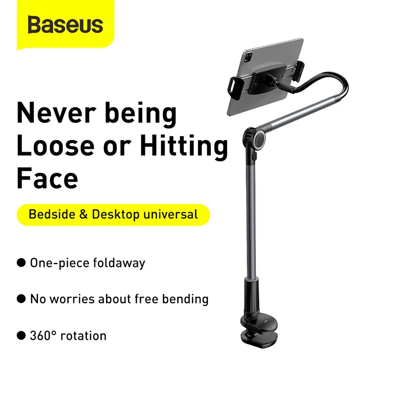 baseus rotary adjustment lazy holder universal desktop bedside stand for ipad mobile phone 4 7 12 9 inches desktop phone holder free global shipping