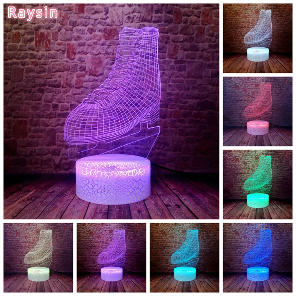 Amroe Фигурное катание на коньках обувь со льдом ночник Светодиодная 7 видов цветов