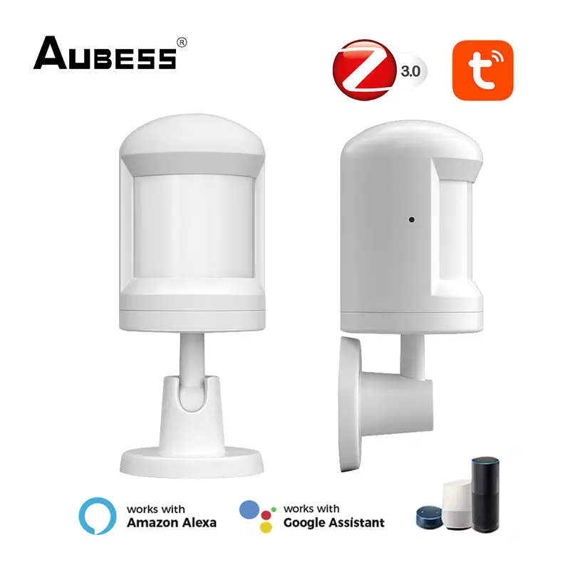 

Мини-датчик движения тела Aubess Tuya ZigBee3.0 с пассивным ИК датчиком движения, детектор сигнализации малой мощности с шарнирной основой для телеф...