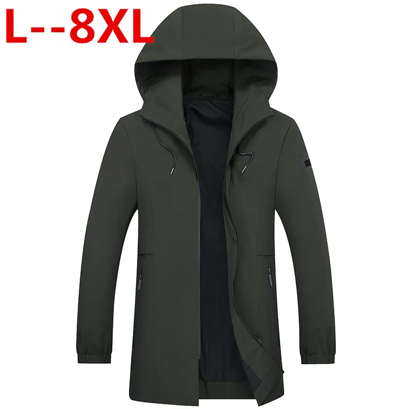 

8XL 9XL плюс 6XL 10XL Новая мужская брендовая одежда Повседневная модная длинная куртка пальто мужской качественный Тренч с капюшоном
