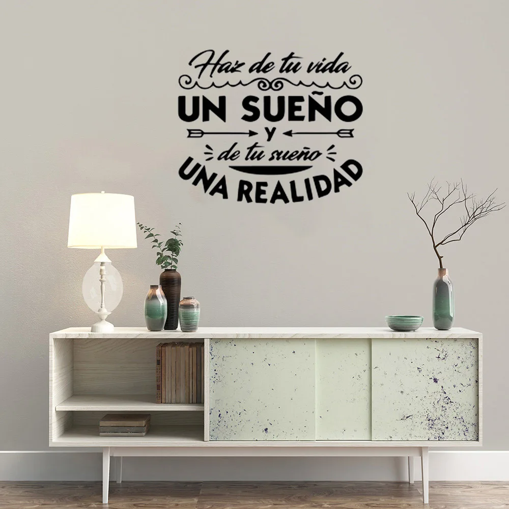 

Spanish Quote Wall Stickers Un Sueno Wall Decal For Office Room Living Room Vinyl Wallpaper Mural ru4089
