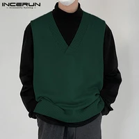 handsome well fitting men thin knitted vests solid all match simple male loose comeforable sleeveless sweater vest s 5xl incerun