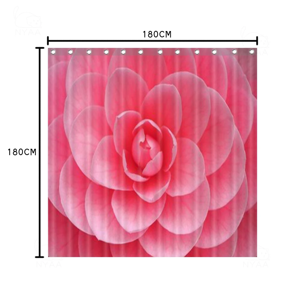 Водонепроницаемая душевая занавеска для ванной комнаты с розовым цветочным