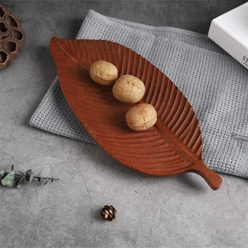 

Leaf Shape Fruit Tea Trays Dessert Dinner Bread Wooden Plate Storages Trays Dishes