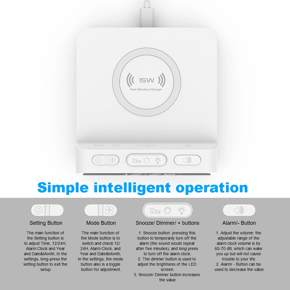 3in1 led alarm clock wireless charger for iphone 11 12 pro max smasung galaxy s21 s10 usb 15w fast charger charging dock station free global shipping