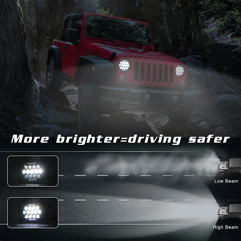 

1pcs 7" LED Headlight with Halo Daytime Running Lights LED Headlamps with Amber Turn Signal for Jeep Wrangler JK 2/4 Doors 07-14