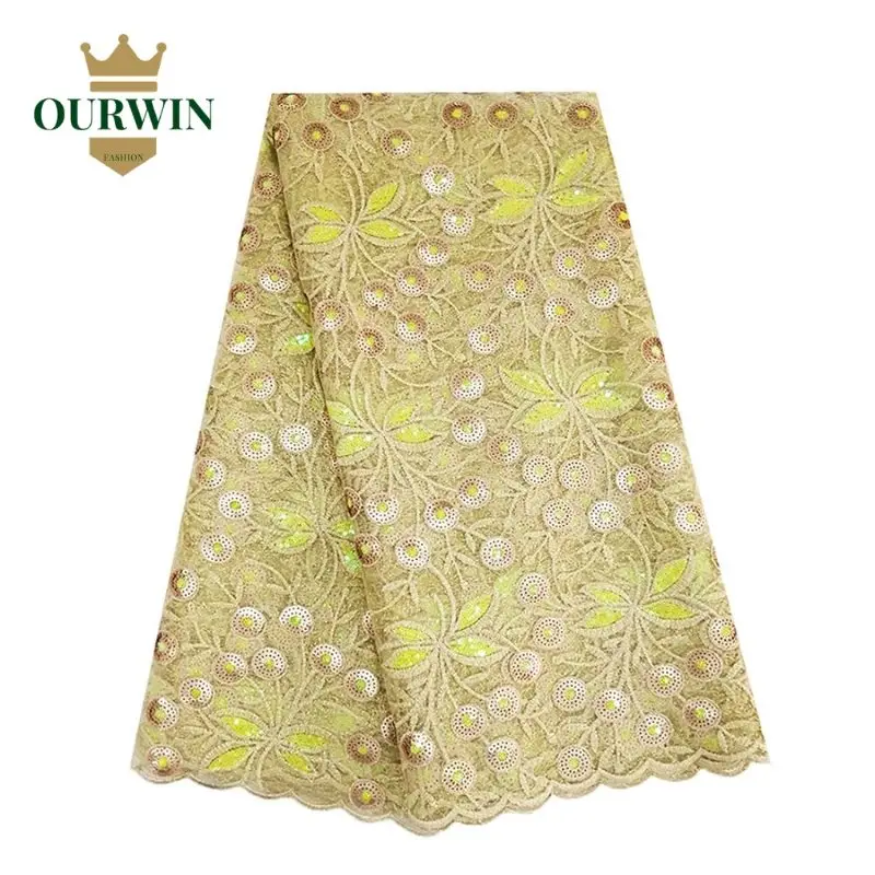 Светильник желтая кружевная ткань для африканского свадебного платья