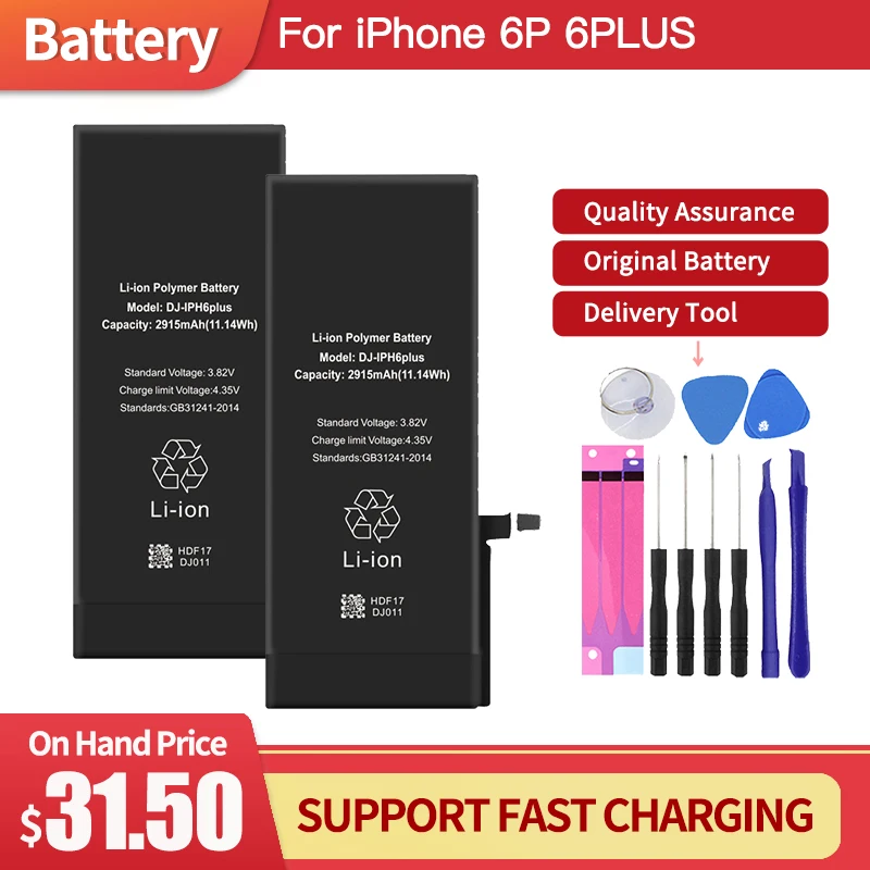 DEJI Original Li-Polymer Battery For iPhone 6P High Quality Real Capacity 2915mAh Internal Phone Batteries Replacement 6Plus enlarge