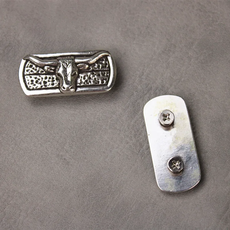 Сделай Сам Кожа ремесло фурнитура античное серебро Западная корова голова Concho # JP