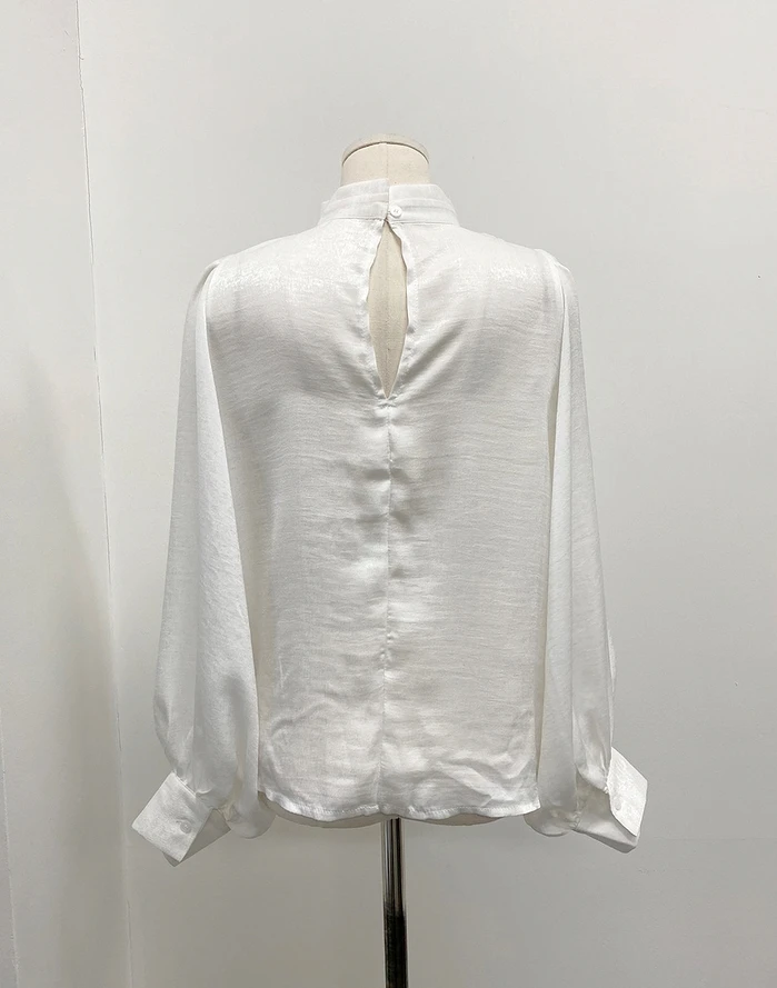 

Fashion Women Smooth Blouse Lantern Sleeve Solid Korean Shirt Office Lady Slim Blusas Spring Autumn Elegant Blouses 2021