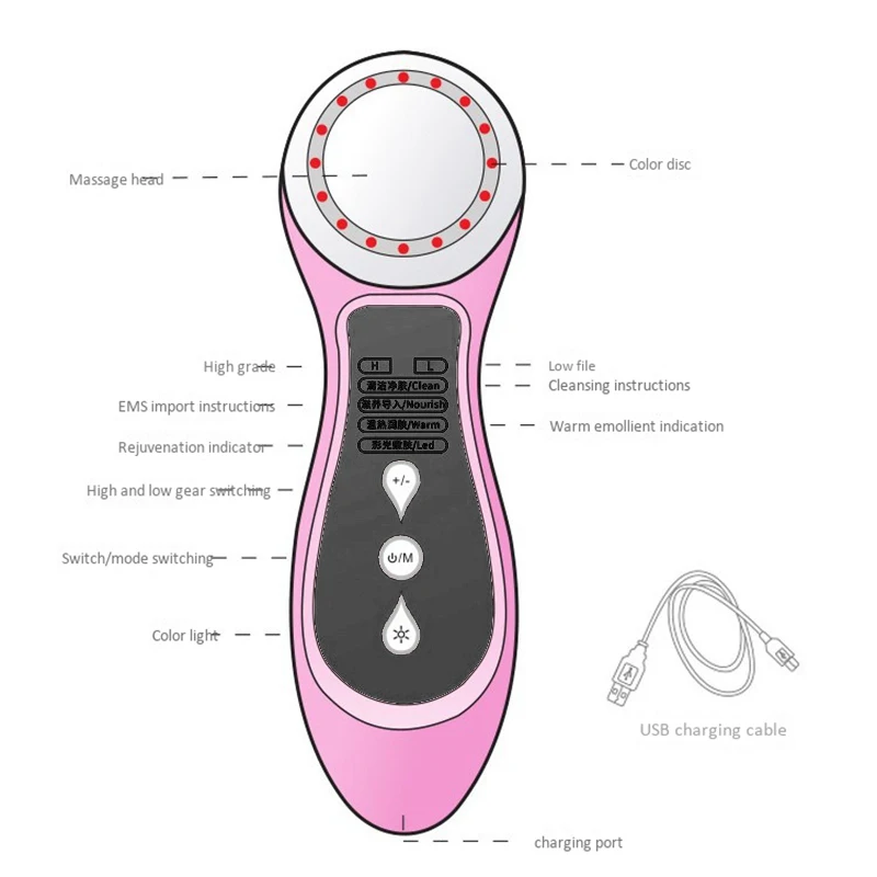 

4 Colors LED Photon Light Facial Massager EMS Warm Face Cleaner Skin Care Anti Aging Face Lifting Skin Rejuvenation