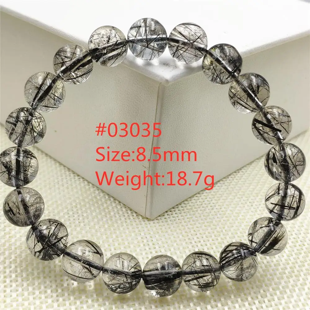 

Natural Black Rutilated Quartz Bracelet Women Stretch Crystal Round Beads Rutilated Quartz Fashion Stone AAAAA