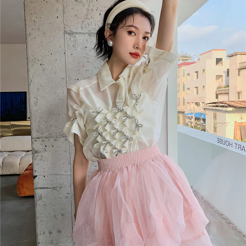 

LANMREM French Palace Style Design Sense Minority Irregular Thin Shirt Loos Fit Fashion Tide Summer 2021 New Arrival 2K1766