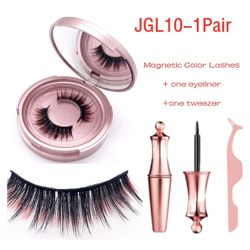 

1/2Pair Colored Magnetic False Eyelashes Waterproof Magnetic Eyeliner Tweezer Set NO Glue Lashes Extension Colorful Fake Eyelash