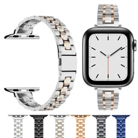 metal band for apple watch 40mm 44mm 42mm 38mm 41mm 45mm women slim stainless steel link strap fit iwatch series 7 6 se 5 4 3