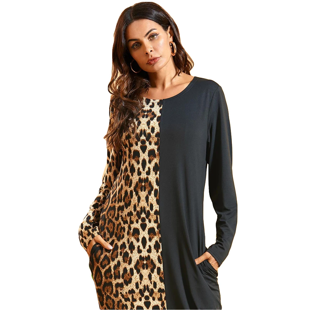 

Fashion Leopard Print Abaya Dubai Kaftan Muslim Women Long Sleeve Maxi Dress Islam Clothing Ramadan Arab Party Gown Jilbab Robes