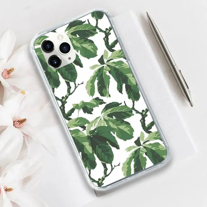 

green leaf Phone Case Transparent for iPhone 11 12 mini pro XS MAX 8 7 6 6S Plus X 5S SE 2020 XR