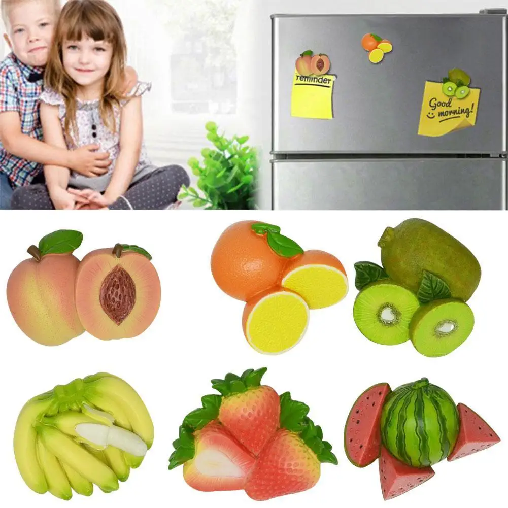 

3D Bionic Fruit Refrigerator With Magnets Fridge Sticker Banana Watermelon Peach Strawberry Lovly Home Decoration