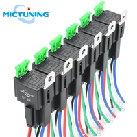 mictuning 6pcs 5 pin spst automotive electrical relays with 14awg wires car fuse relay switch harness set 30a atoatc blade fuse