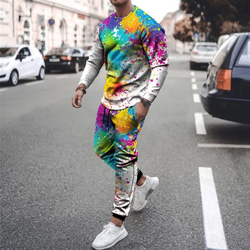 

Hot selling new cool color pattern 3D printed Hoodie set sportswear men's fashion two-piece set men's sportswear men's clothing